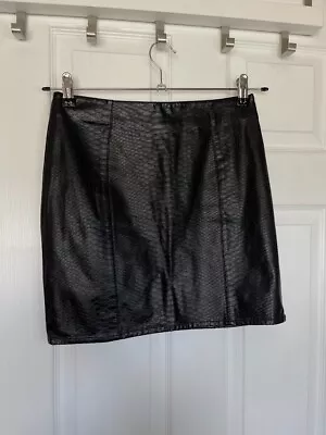 H&M Size 8 Black Imitation Leather Mini Skirt • £5