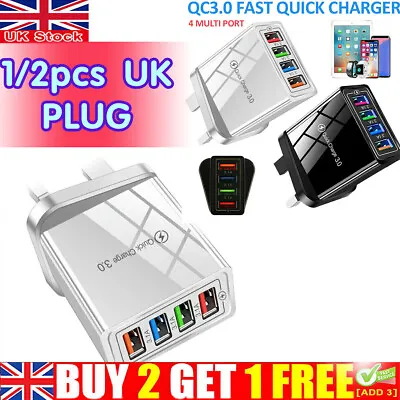 1/2pcs Plug 4 Multi Port Fast Quick Charge QC3.0 USB Hub Mains Wall Charger Hot~ • £11.49