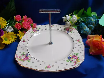 LOVELY PLATE WITH HANDLE 1 TIER - H @ K TUNSTALL ENGLAND 22 1/2 Cm W # 069 • $25