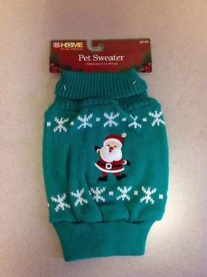 $9.99 • Buy Dog Pet Clothes Christmas Holiday Sweater Green With Santa And Snowflakes Size M