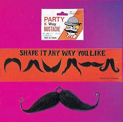 Six-Way Moustache - Black Mens Adult Halloween Costume Accessory • $7.95