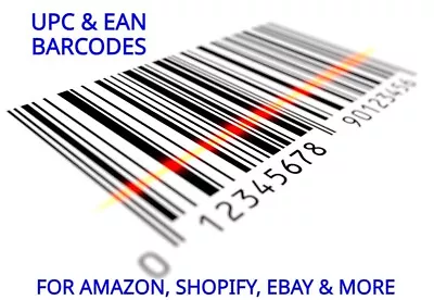 10 UPC Codes EAN Barcodes For Amazon Shopify EBay Certified Barcode Numbers. • £9.99