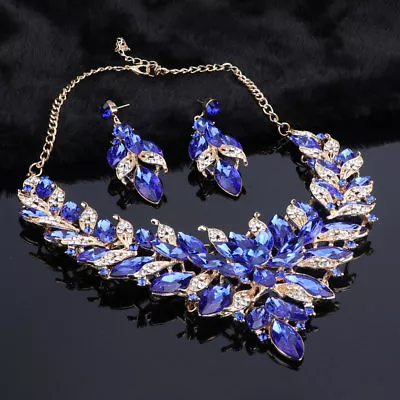 Luxury Flower Indian Bridal Jewelry Set Wedding Costume Gold Plated Necklace Set • $13.99