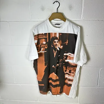 Vintage Scarface Clothing Shirt Mens Medium White Movie Tony Montana 90s Y2K • £28.95