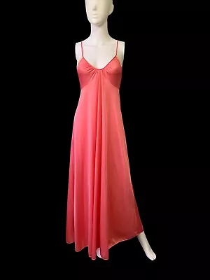 VTG Nylon Nightgown Pink Lace Lingerie Sheer Nightie Gown Glamourous Smooth • $79.20