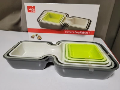 $18.99 • Buy Vacu Vin Serve & Stack Nesting 6 Piece Bowl Serving Trays Green/Gray/White Gift