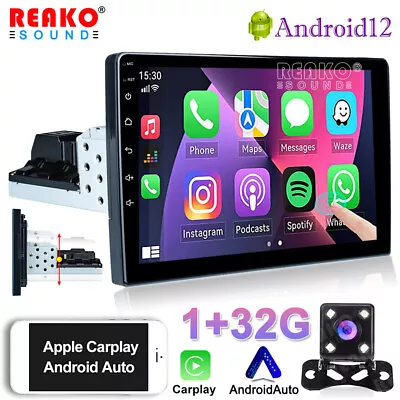 Single 1 DIN 9  Android 12 Apple CarPlay Car Stereo Radio GPS WIFI FM Head Unit • $193.59