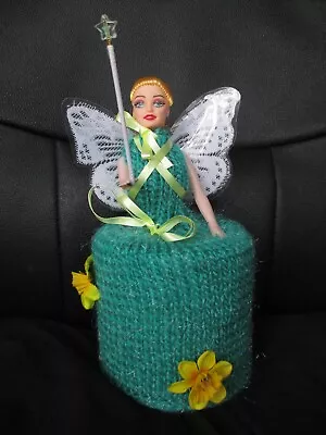 £8.50 • Buy Hand Knitted Garden Fairy Doll Toilet Roll Cover With Gift Box