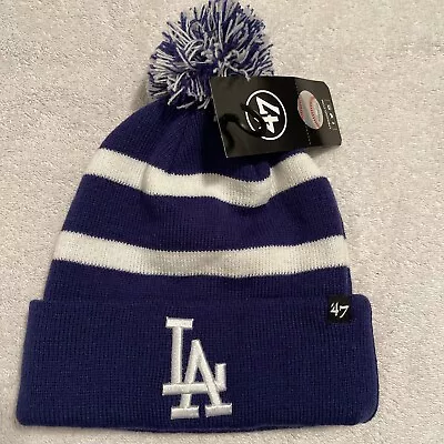 NWT Los Angeles Dodgers Beanie Pom Winter Hat Blue MLB 47 Brand • $25