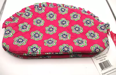 NWT Vera Bradley Large RUFFLE COSMETIC In Pink Swirls Flowers Travel Cosmetic • $22.50