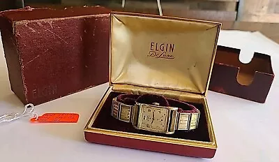 Vintage Men's Wind Up Watch Elgin Working In Original Box  • $60