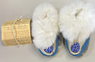 Inuit (Alaskan) Seal Skin + Rabbit Fur Infant Shoes A. Polet Nome Eskimo Craft • $150