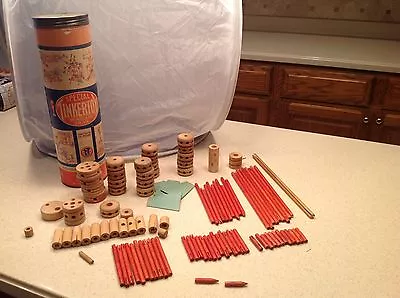 Vintage Tinkertoy Tinker Toy Special Windlass Drive 105 Pieces Spaulding • $79.99