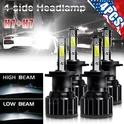 4x H7 LED Headlight Bulb Kit High Low Beam 110W 30000LM Super Bright 6000K White • $17.99