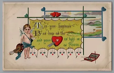 Vintage Valentine Postcard. Cupid Artist Palette Paints Gottschalk A84 • $4.80