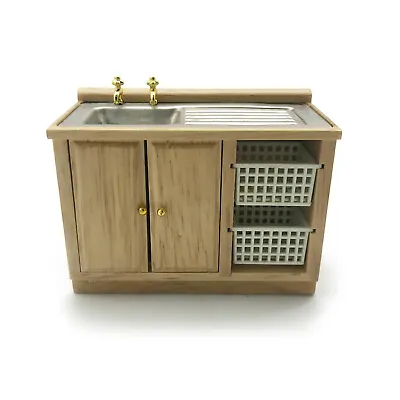 Dollhouse 1:12 Wooden Kitchen Sink Basket Bathroom Cabinet Miniature Furniture • $16.58