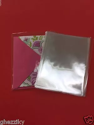 100 Clear NO FLAP Cello Envelopes A2 + 4 5/8 X 5 7/8 Cellophane Sleeves • $7.99