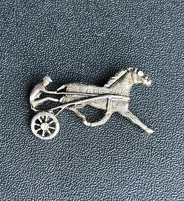 Vintage Antique Race Horse And Jockey Brass Pin Brooch ￼ Rhinestone Accent ￼.  F • £14.20