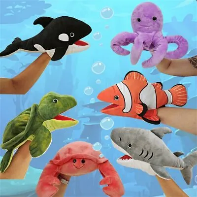 Soft Hand Puppet Sea Animal Puppets Plush Shark Puppet Hand Doll Movable Mouth` • £8.19