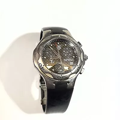 Tag Heuer Mens Watch CL1181 Black Rubber Titanium Ti5 Carbon Dial QV2625 • $56.56