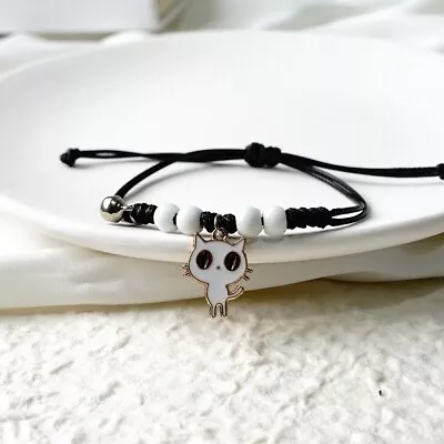 Children's Adjustable Lucky White Cat Wish Bracelet / Friendship Bracelet • £5.99