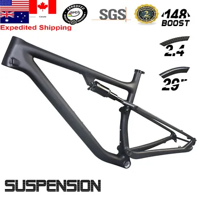 29er Boost Full Suspension Mountain Bike Carbon Frame MTB Frameset + Rear Shock • $779