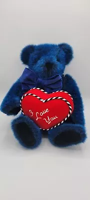 Retired Vermont Teddy Bear Jointed Blue Without You  Blue Fur And Bowtie 16” • $25.99