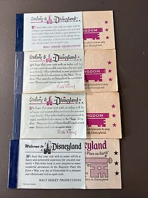 4 Disneyland Courtesy Coupon Books 5 Tickets Complete 1965 66 70 73 Mint #29 • $108