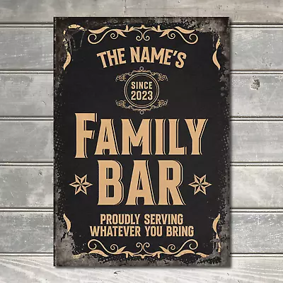 £5.70 • Buy Personalised Family Bar Serving Indoor/Outdoor Sign Wall Decor Metal Plaque