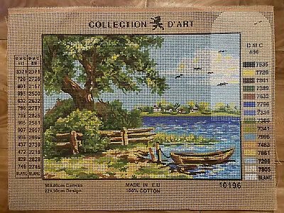 $22.99 • Buy Needlepoint Canvas 30x40 Boat On The Lake Canvas Only