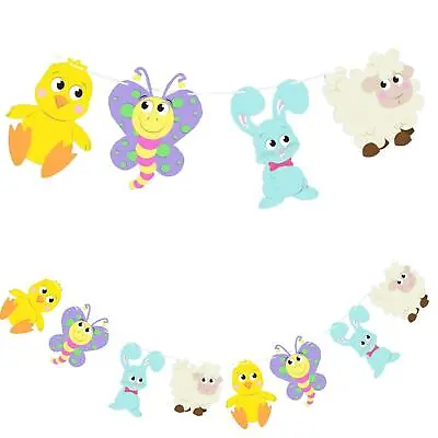 £2.99 • Buy Easter Character Garland Bunny, Lamb, Chick And Butterfly 2.5M Party Bunting