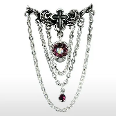 316L Surgical Steel Vintage Style Top Down Cross Chandelier Navel Belly Ring  • $10