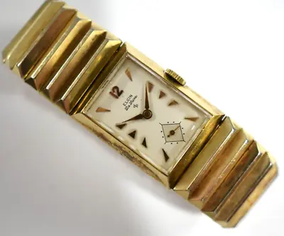 Vintage Elgin DeLuxe 10KGF Case Mechanic Watch W/Rare Original Band Runs Lot.ej • $119.99