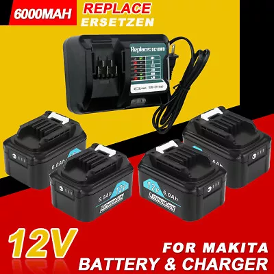 4XBattery+Charger Set 6.0Ah BL1061B 1040B BL1021B DC10WD For Makita 12V 10.8v • £162.13