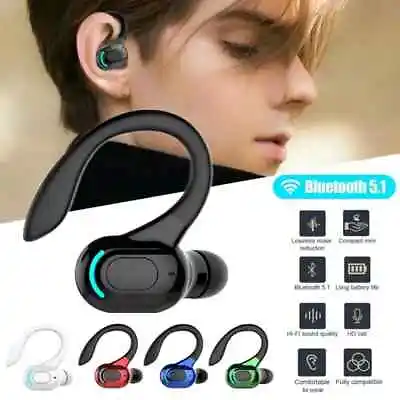 Bluetooth 5.2 Earphone Waterproof Wireless Headphones With Mic Mini Ear Hooks • $15.63