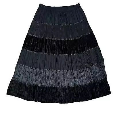 Vintage Napa Valley Black Velvet Crinkle Peasant Skirt Size XL • $35