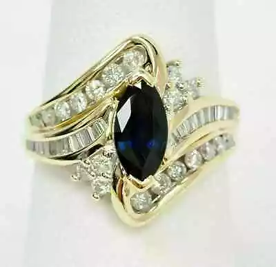 Engagement Ring 14k Yellow Gold Plated 3Ct Marquise Cut Lab Created Sapphire • $82.78