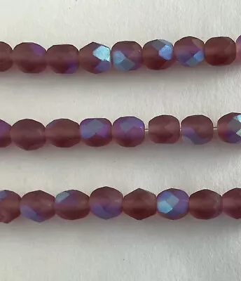 Czech Fire Polished Glass Round Faceted Beads 6mm (200pcs) Matte Purple AB • $11.75