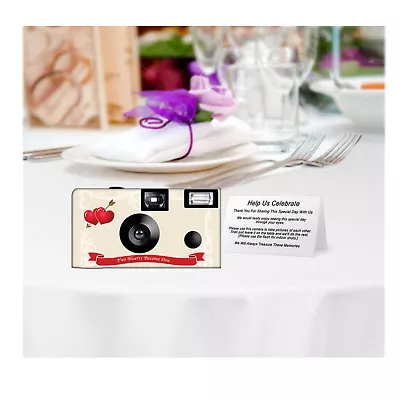 5 Two Hearts Single Use Disposable Cameras Fun Cameras KODAK Film (F80008) • $83.45