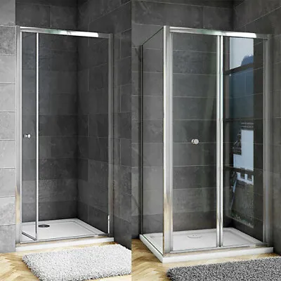 Aica Bi Fold Shower Door Enclosure Glass Screen Panel Stone Tray Waste Riser Kit • £126