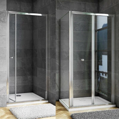 Aica Bi Fold Shower Door Enclosure Glass Screen Panel Stone Tray Waste Riser Kit • £119