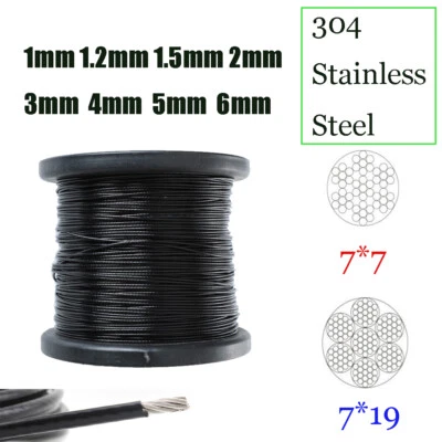 £1.67 • Buy 304 Steel Wire Rope 7x7,7x19 Strand Plastic Coated 1mm~6mm Various Lengths - NEW