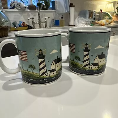 Vintage Coastal Breeze Sakura Warren Kimble Oneida 1998 Set Of 2 Coffee Mugs • $17.99