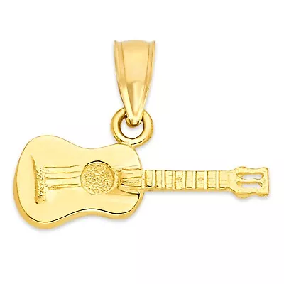 Solid Gold Guitar Pendant In 10 Or 14k Music Jewelry Gifts For Her • $134.99