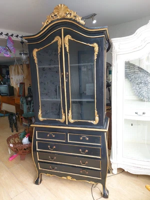 £595 • Buy French Vintage Crockery Cabinet/Armoire/linen Press Hand Painted