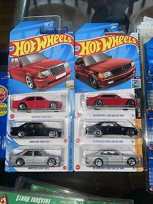 Hot Wheels Mercedes-Benz 500E & ‘89 560 SEC AMG Lot Of 6 Red Black & Silver • $40