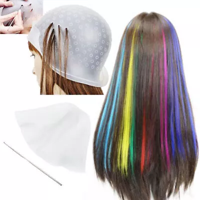 Professional Reusable Hair Coloring Magic Cap Rubber Cap Streaking With Hook UK • £4.29