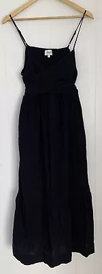 SEED Heritage Black Tie Bow Back Pure Cotton Summer Maxi Dress Size 14 • $39