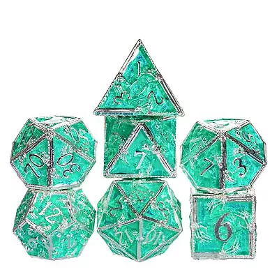 7-Die Metal DND Dice Set Dungeons And Dragons Dice With Leather Pouch Roll Pl... • $29.86