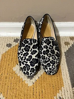 J Crew Women’s Size 5.5 Blue Leopard Print Loafers • $27